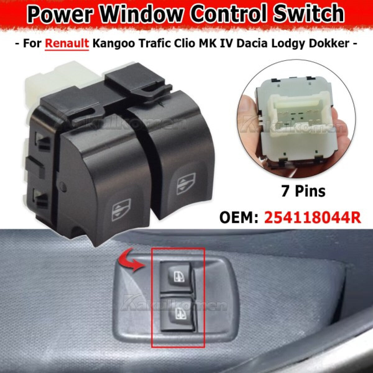 Renault Kangoo Clio Dacia Lodgy Power Window Switch